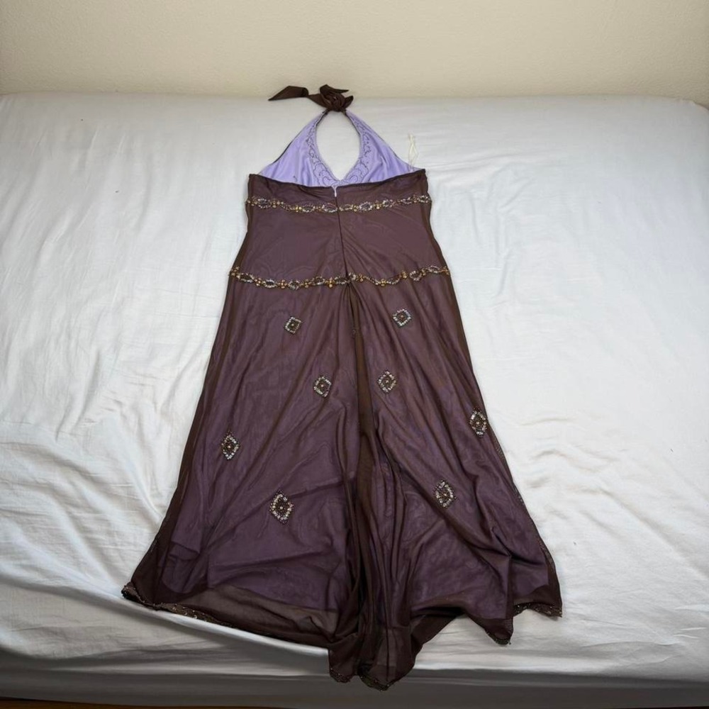 Vintage 90s y2k Ice brown/purple beaded fairy whimsy halter long dress - Picture 6 of 7